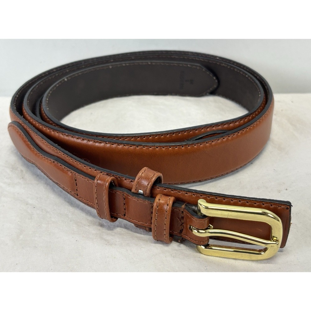 Cabela's Ranger Full Grain Leather Belt Men's 46 Brown Brass Buckle